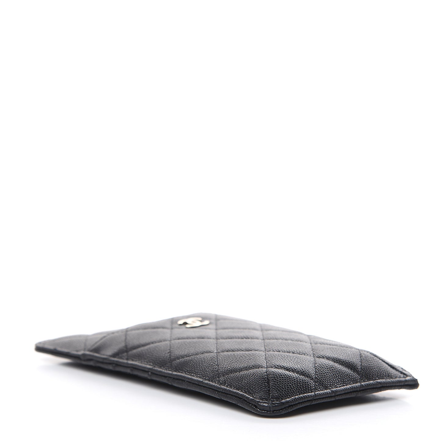 Caviar Quilted Classic Flat Wallet Pouch Black