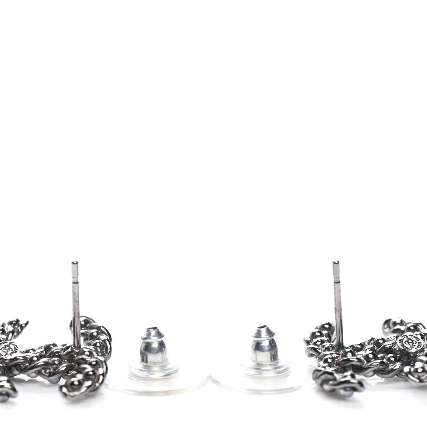 Pearl Crystal CC Earrings Ruthenium