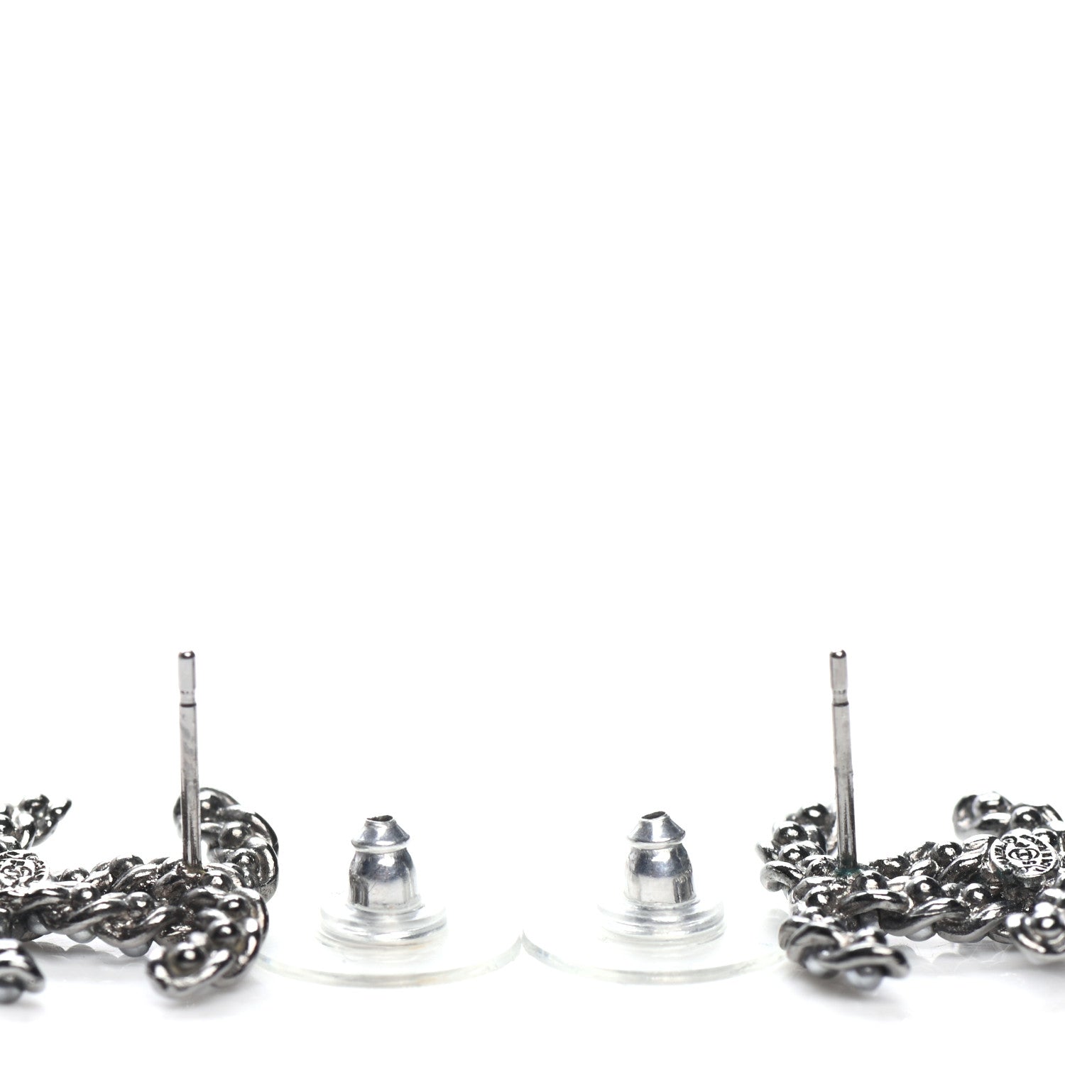 Chanel Pearl Crystal CC Earrings Ruthenium 3 of 4