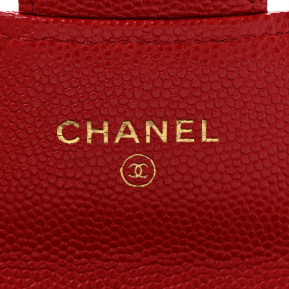 Chanel Caviar Quilted Flap Card Holder Wallet Red 6 of 11