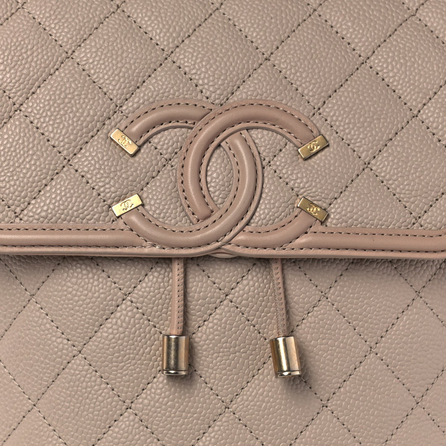 Caviar Quilted Filigree Backpack Beige