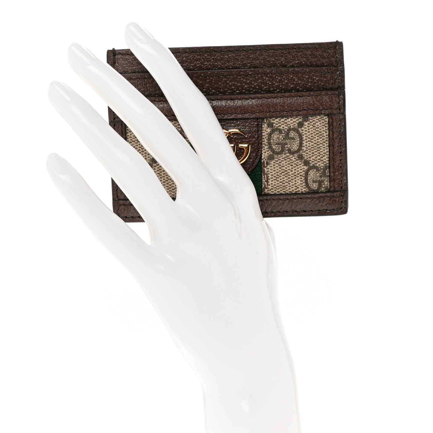 GG Supreme Monogram Ophidia Card Holder Brown