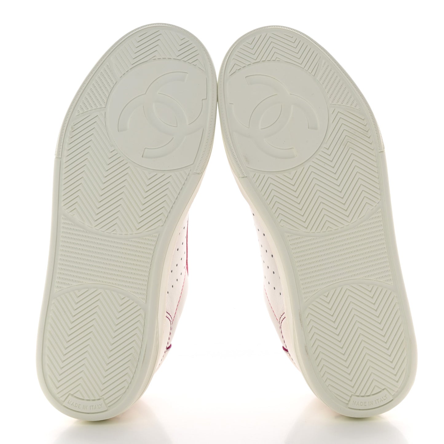 Calfskin Womens Logo Sneakers 38 White Pink