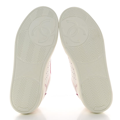 Chanel Calfskin Womens Logo Sneakers 38 White Pink 6 of 11
