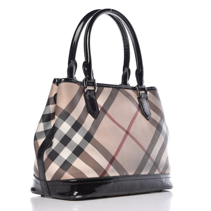 Burberry Patent Supernova Check Tote Black 3 of 30