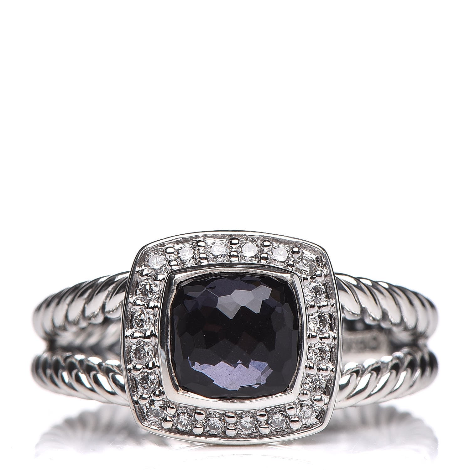 David Yurman Sterling Silver Diamond Black Orchid 7mm Petite Albion Ring 54 7 1 of 5
