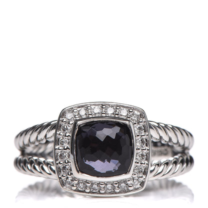 David Yurman Sterling Silver Diamond Black Orchid 7mm Petite Albion Ring 54 7 1 of 5