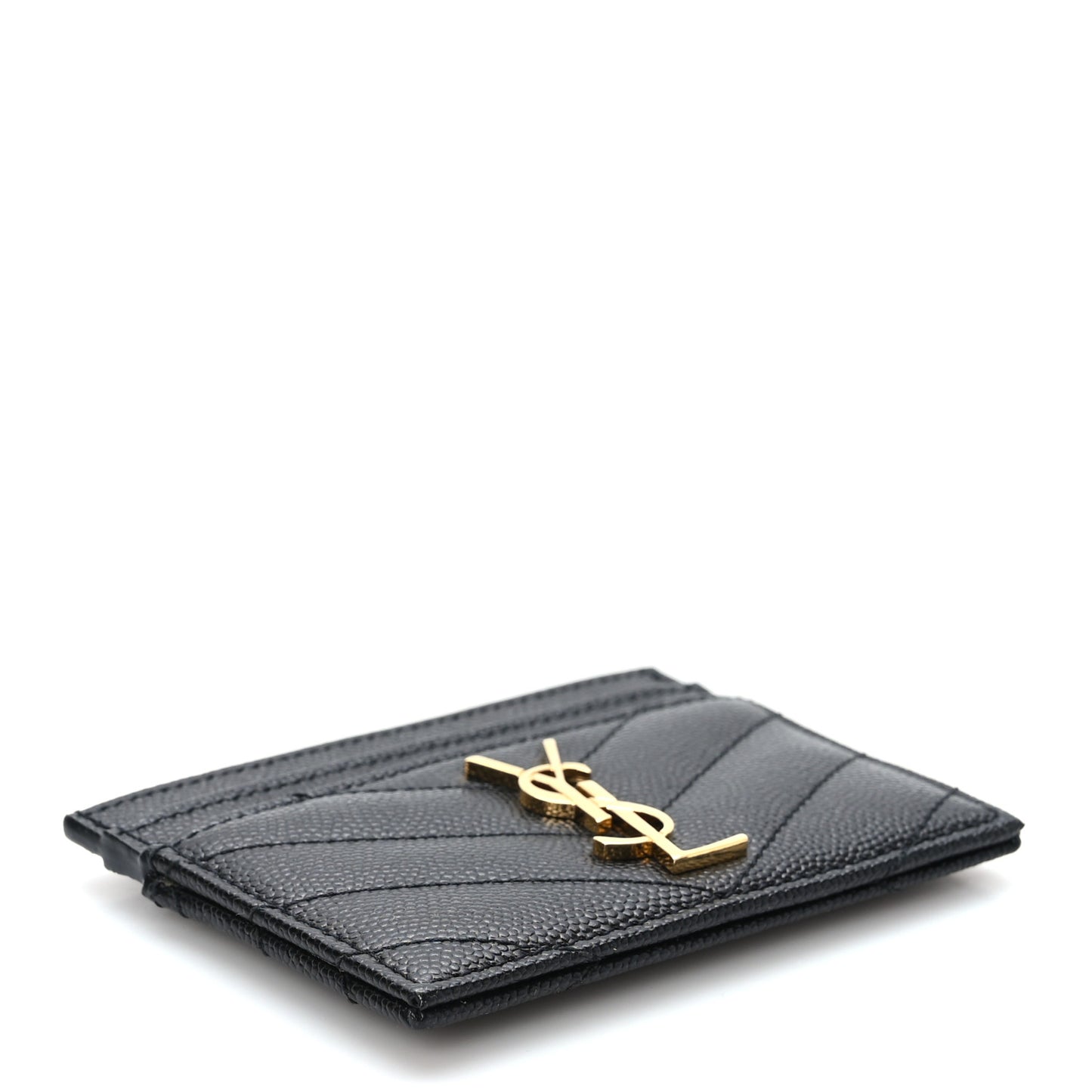 Grain De Poudre Matelasse Chevron Monogram Credit Card Case Black