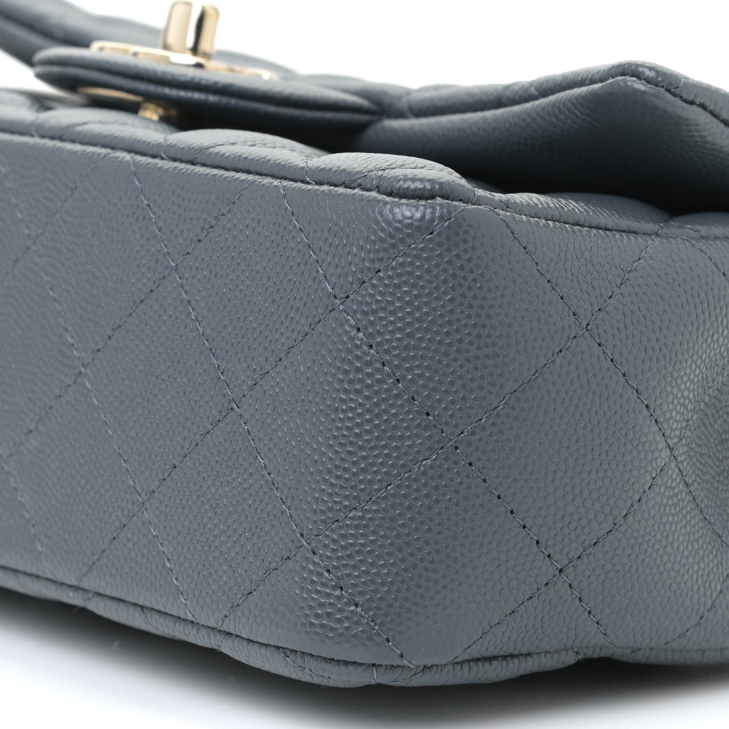 Caviar Quilted Mini Rectangular Flap Dark Grey