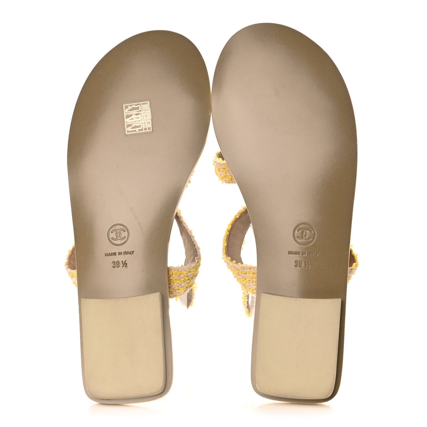 Tweed CC Sandals 39.5 Yellow Light Pink