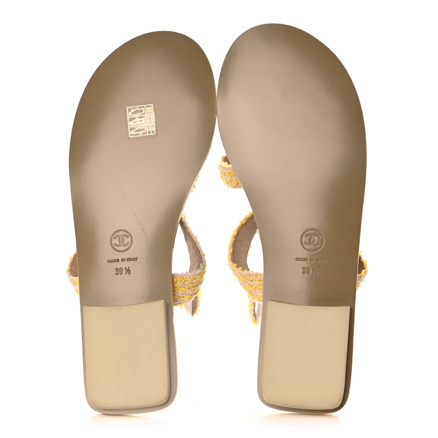 Chanel Tweed CC Sandals 39.5 Yellow Light Pink 5 of 9