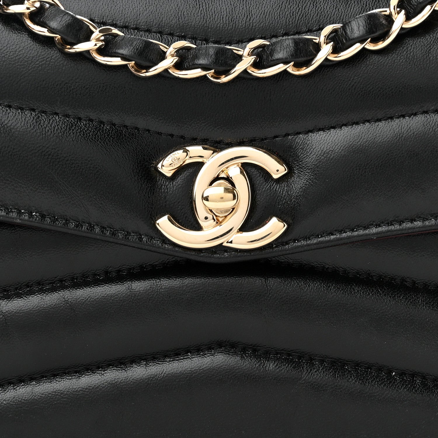 Chanel Shiny Lambskin Quilted Small Chevron Miroir Black 8 of 12