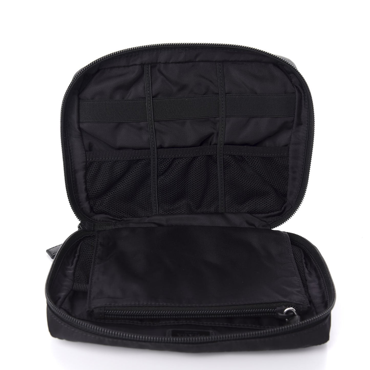 Tessuto Nylon Saffiano Maniglia Pouch Black