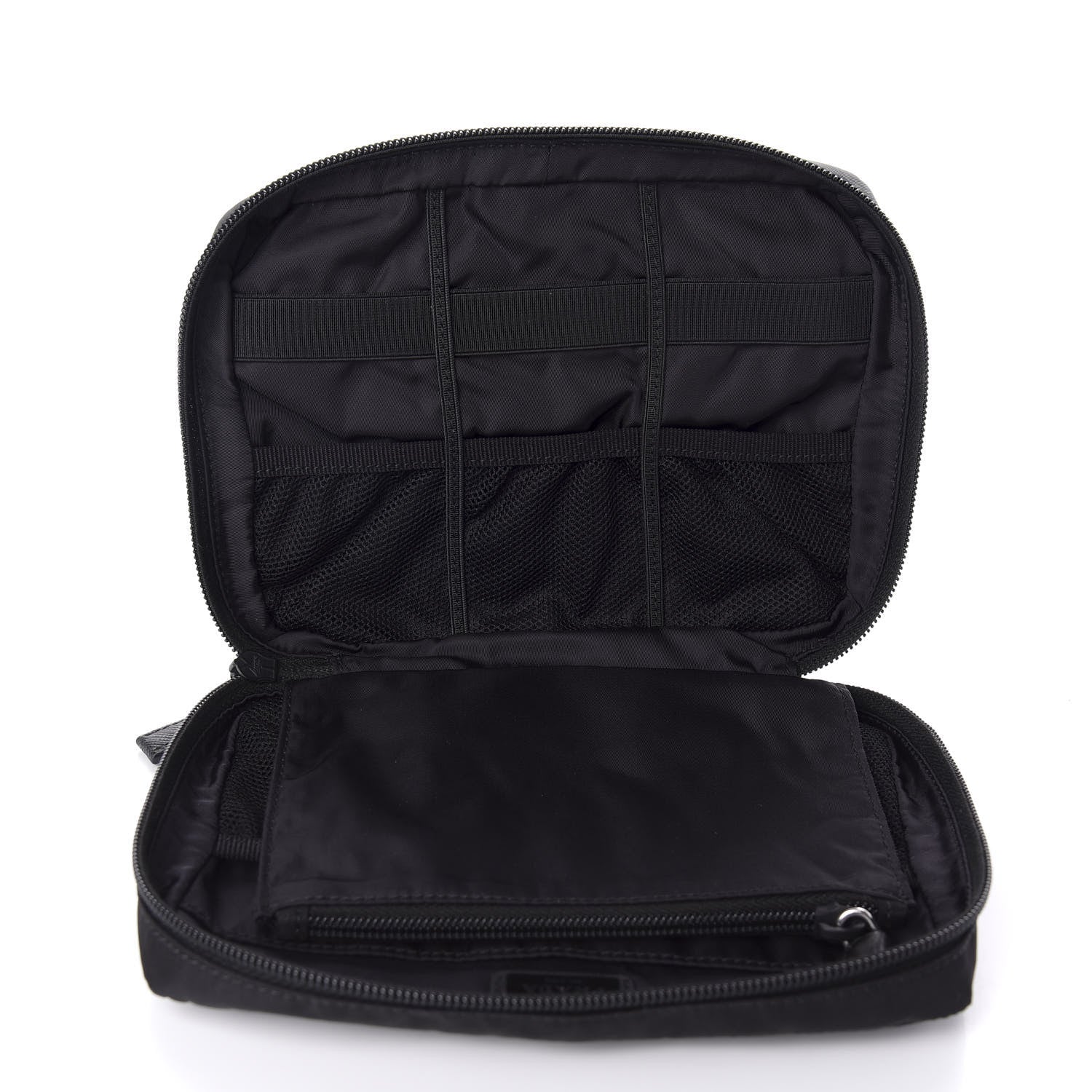 Prada Tessuto Nylon Saffiano Maniglia Pouch Black 6 of 7
