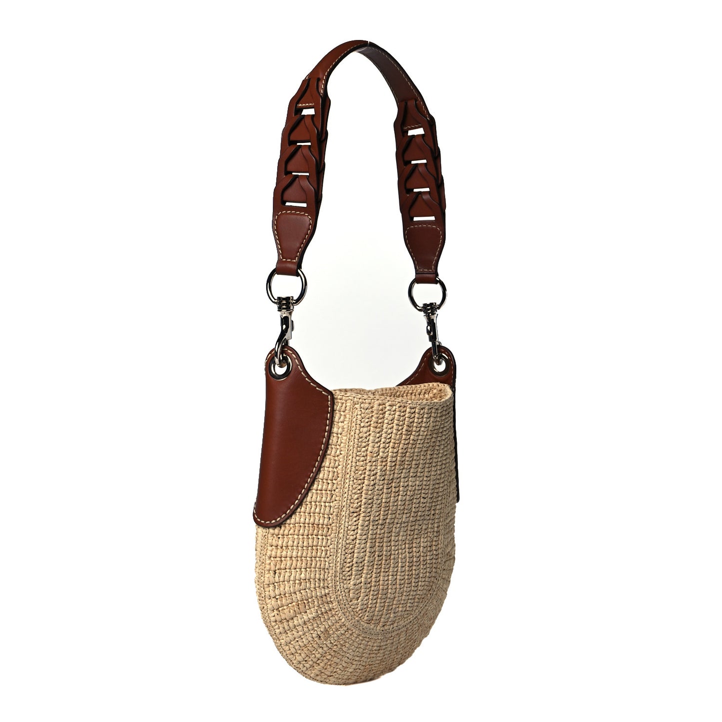 Raffia Vitello Small Hobo Naturale Cognac