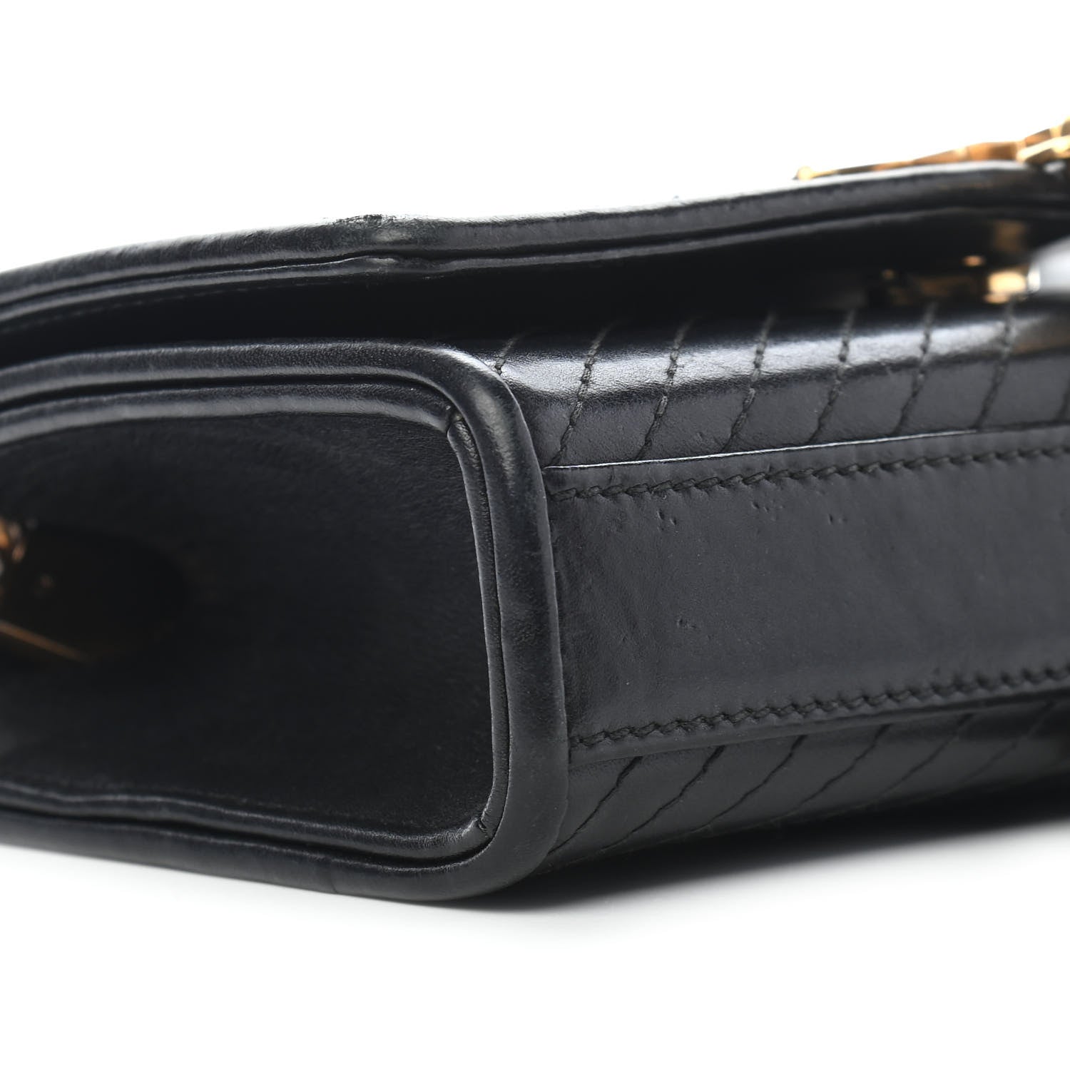 Saint Laurent Calfskin Patterned Small Cassandre Tassel Satchel Black 6 of 8