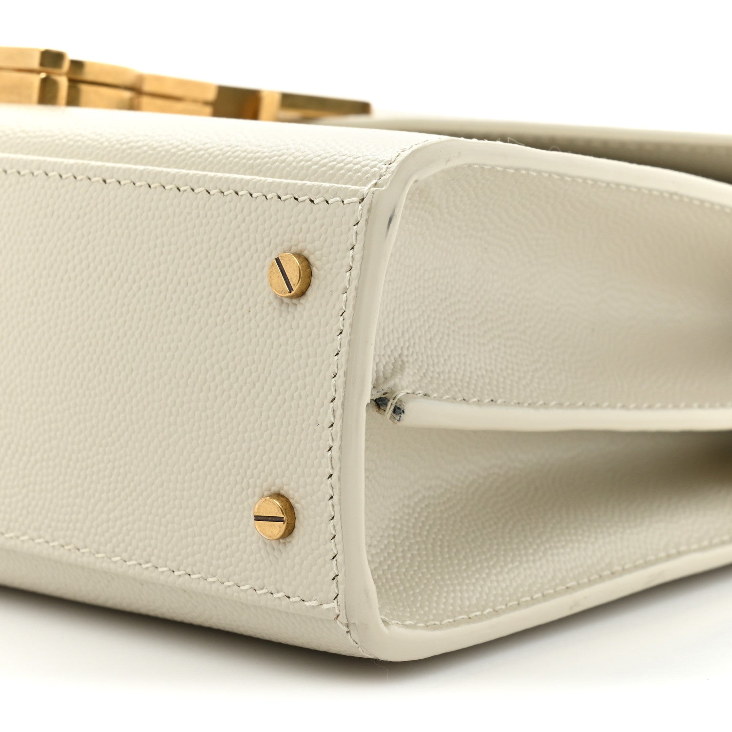 Saint Laurent Grain de Poudre Mini Classic Monogram Cassandra Top Handle Vintage White 8 of 14