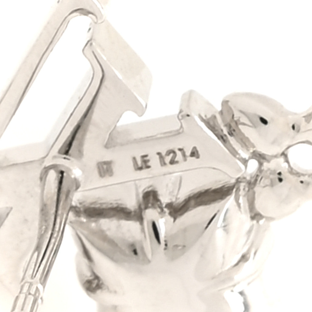 Metal Crystal Loulougram Earrings Silver