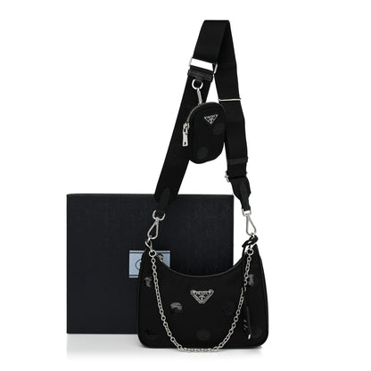 Prada Nylon Sequin Re-Edition 2005 Shoulder Bag Black 8 of 8