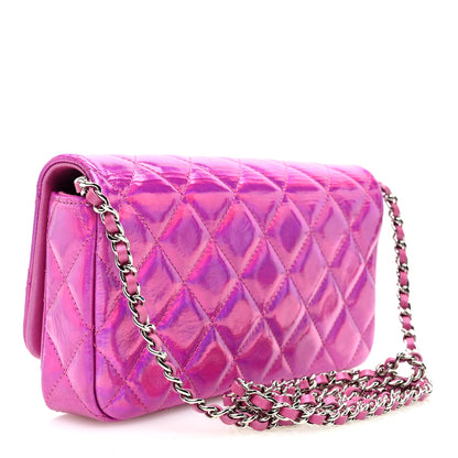 Chanel Iridescent Mirror Goatskin Quilted Clutch With Chain Pink 3 of 10