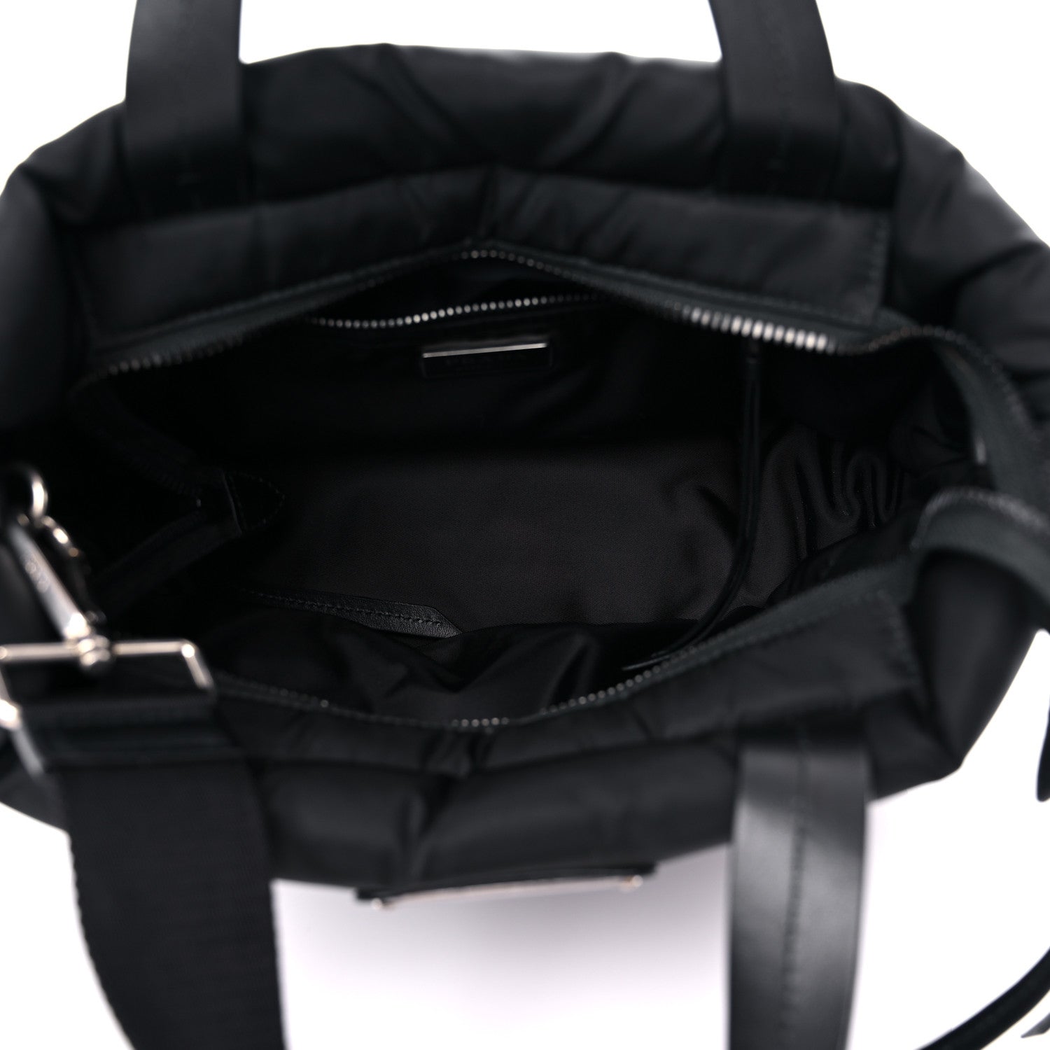 Prada Tessuto Nylon Soft Padded Small Shopping Tote Black 4 of 8