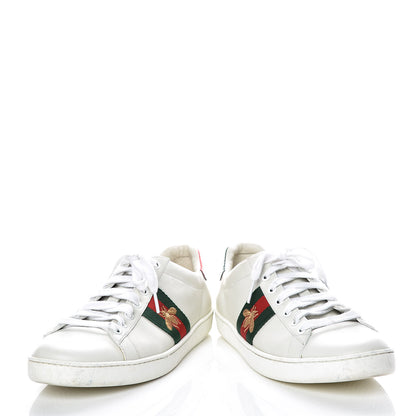 Gucci Calfskin Ayers Bee Embroidered Ace Sneakers 38.5 White Green 6 of 27