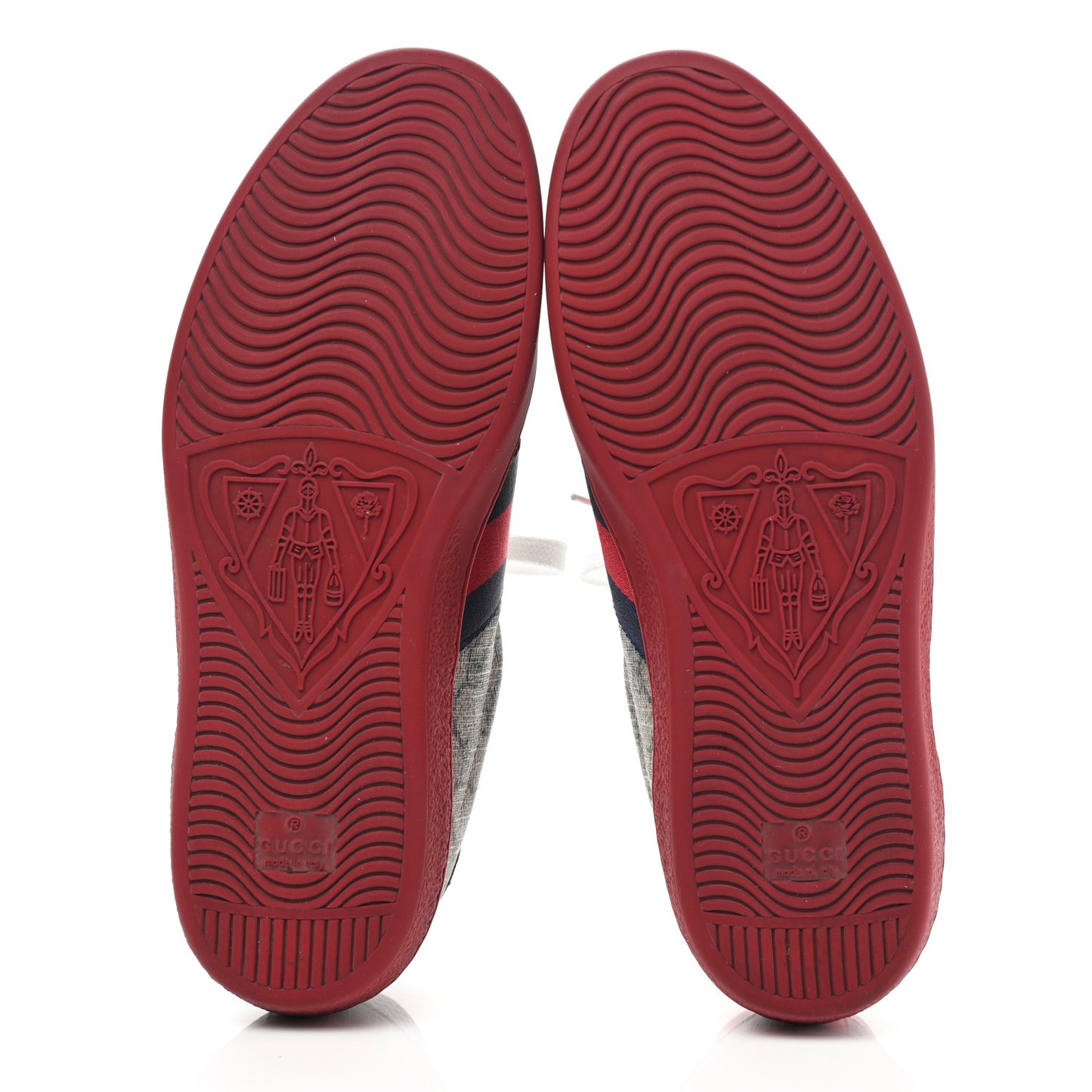 GG Supreme Monogram Ayers Mens New Ace Low-Top Sneaker 7 Beige Red