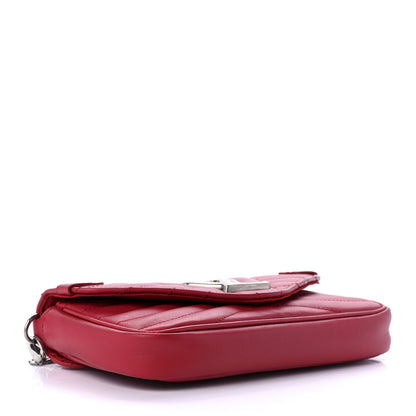 Louis Vuitton Calfskin New Wave Chain Pochette Scarlet 3 of 9