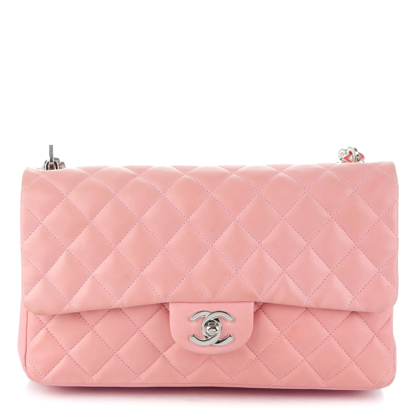 Lambskin Medium Heart Valentine Flap Pink