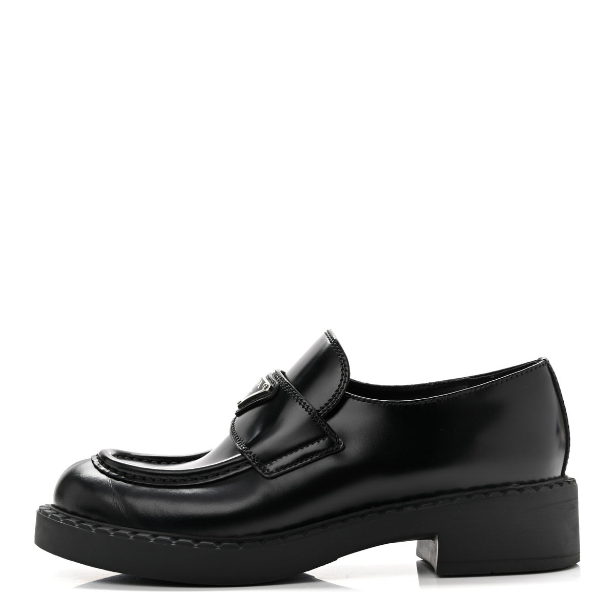 Spazzolato Metal Triangle Logo 50mm Loafers 37 Black