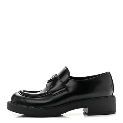 Prada Spazzolato Metal Triangle Logo 50mm Loafers 37 Black 1 of 10