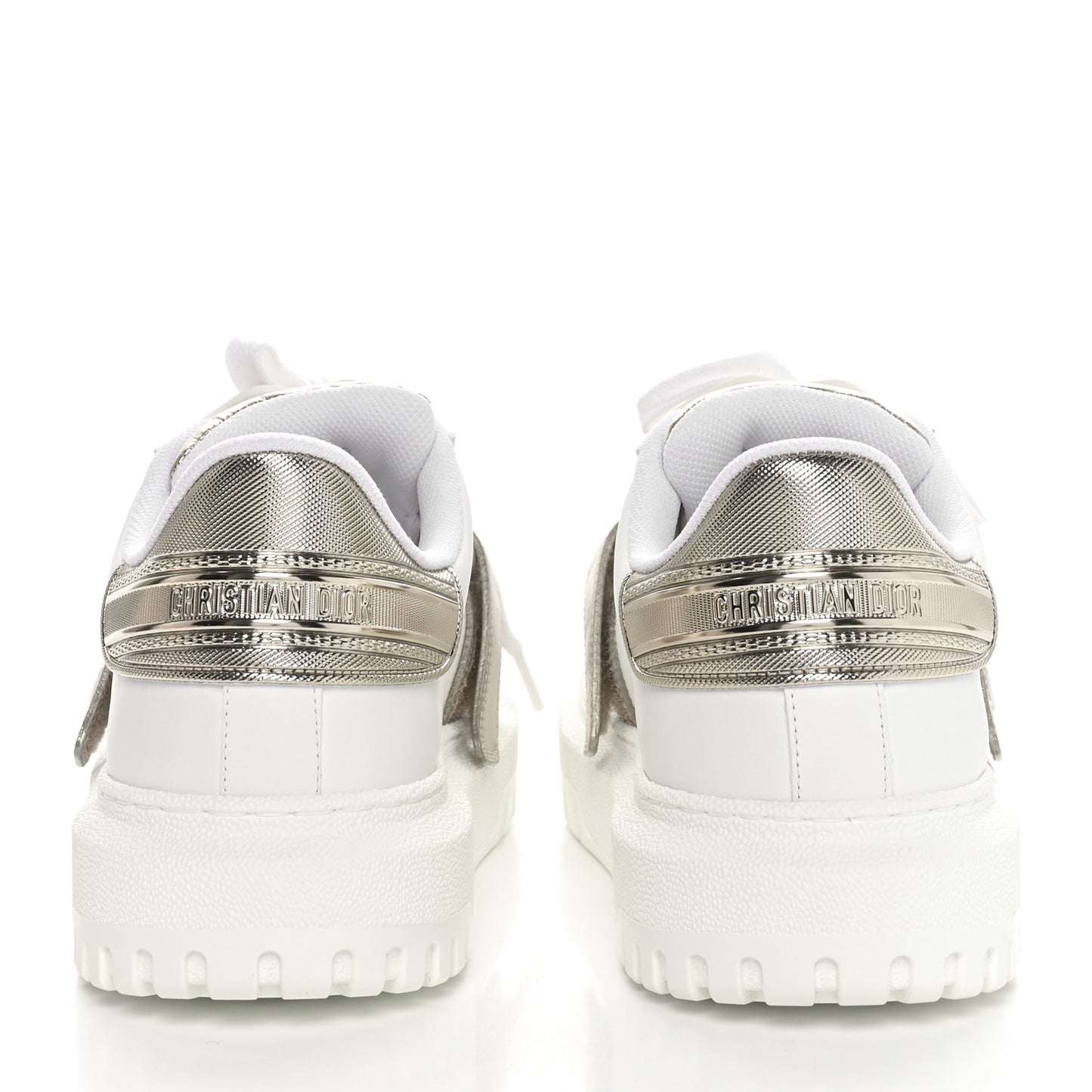 Laminated Calfskin Bi-Color Dior-ID Platform Sneakers 39.5 White Gold