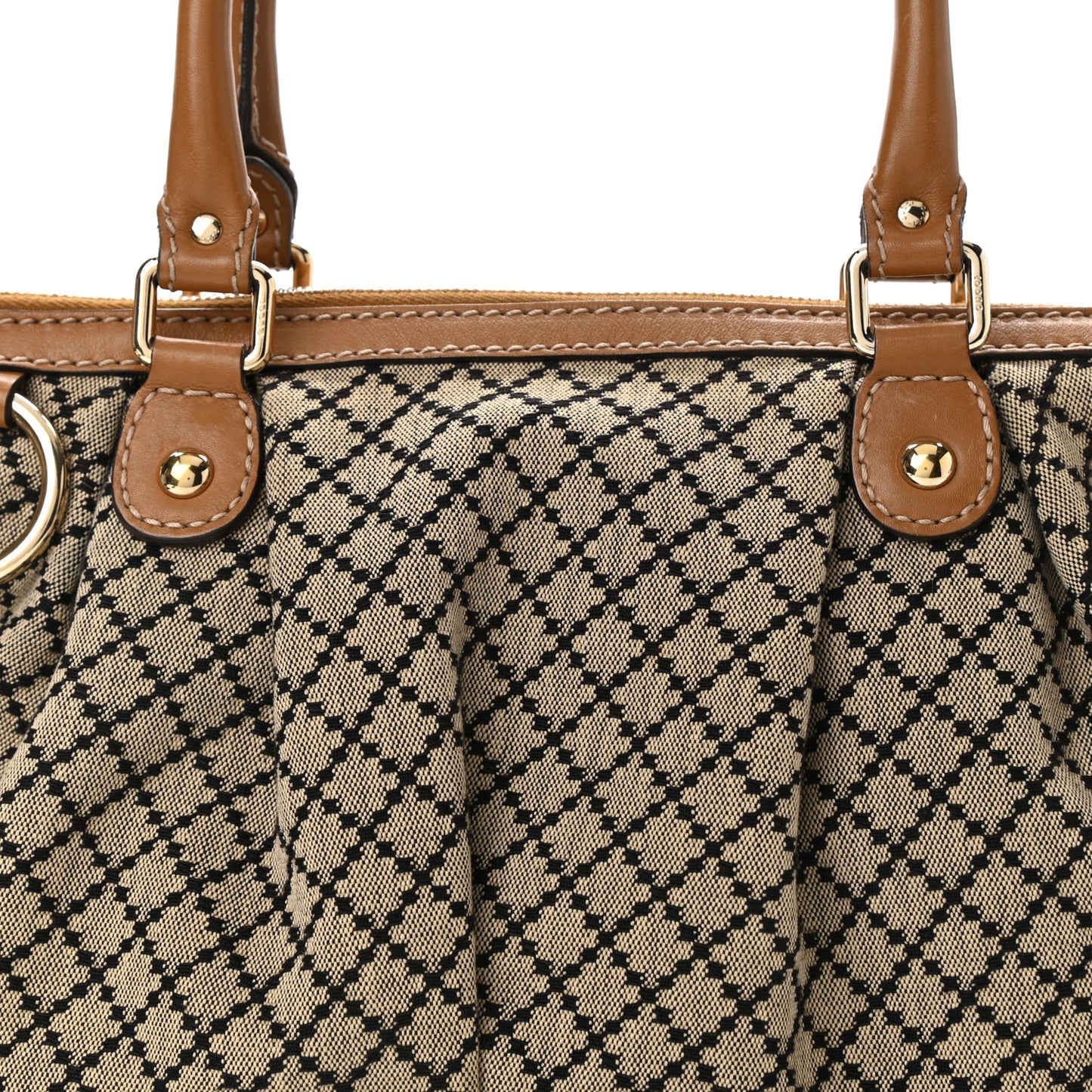 Diamante Medium Sukey Top Handle Bag Beige Brown