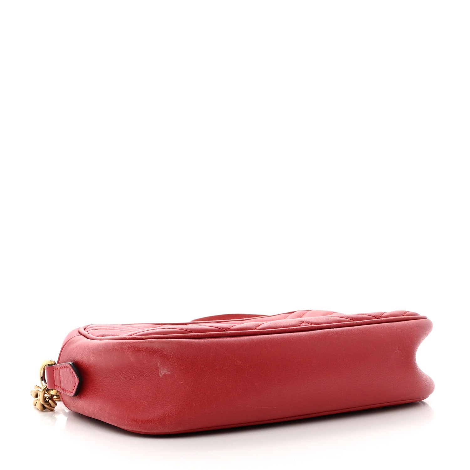 Gucci Calfskin Matelasse Small GG Marmont Chain Shoulder Bag Hibiscus Red 4 of 12