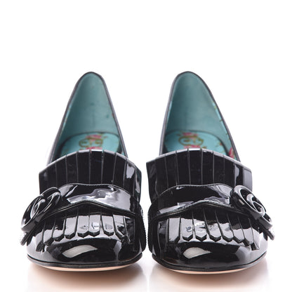 Gucci Vernice GG Marmont Fringe 50mm Loafer Pumps 38 Black 2 of 7