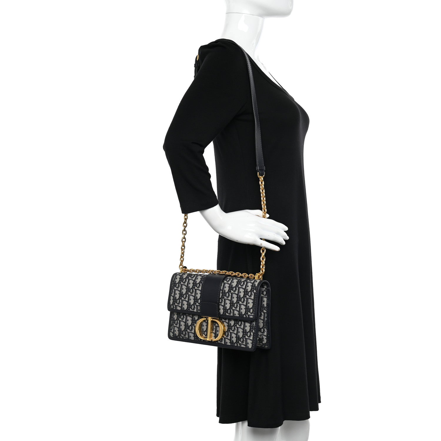 Christian Dior Oblique 30 Montaigne Chain Flap Bag Blue 2 of 9