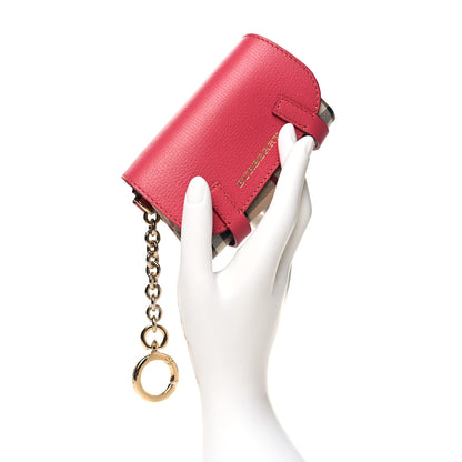 Burberry Haymarket Check Key Ring Coin Case Pink 2 of 10