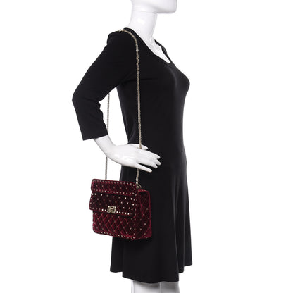 Valentino Garavani Velvet Medium Rockstud Spike Shoulder Bag Rubino 2 of 9