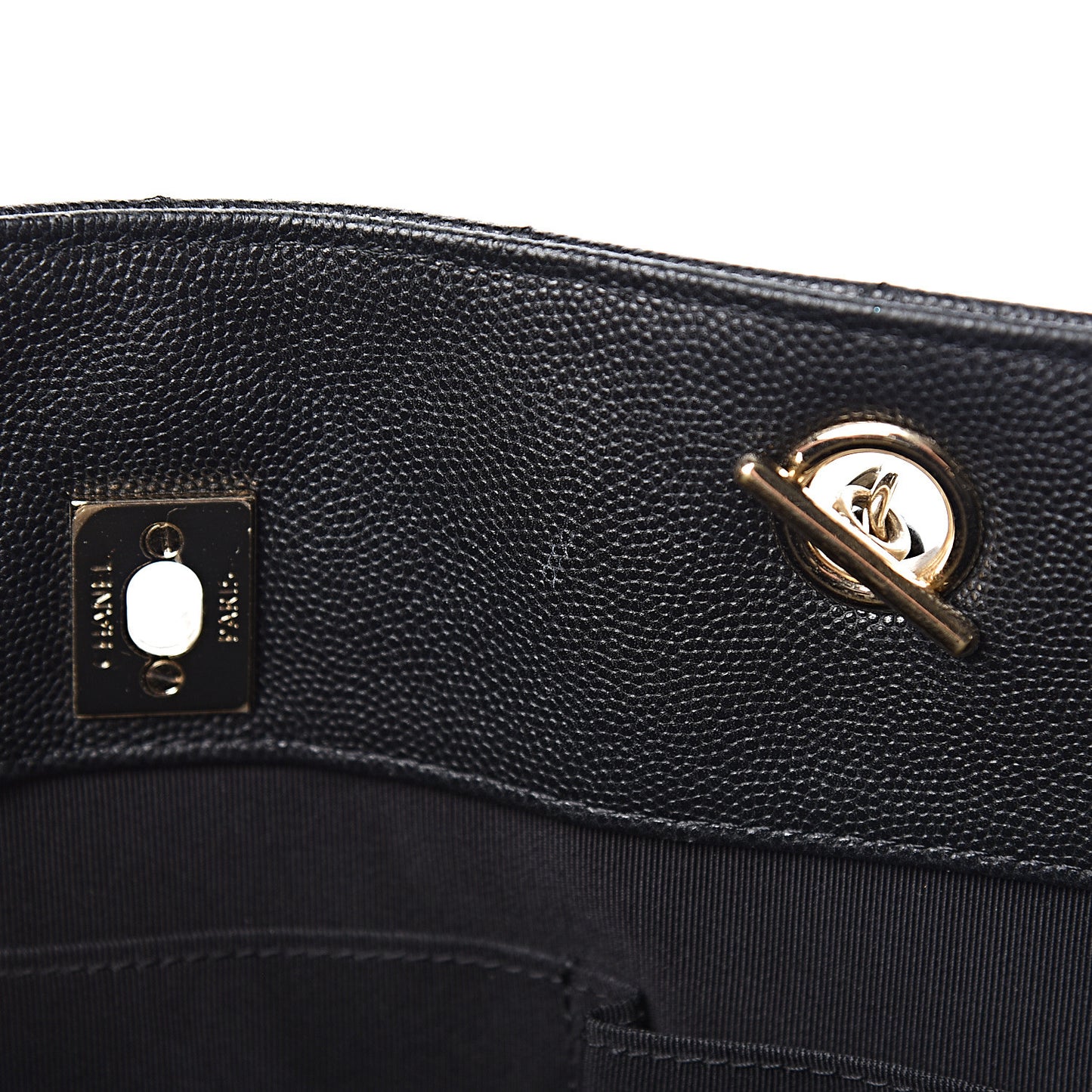 Caviar Quilted Large Shopping Tote Black