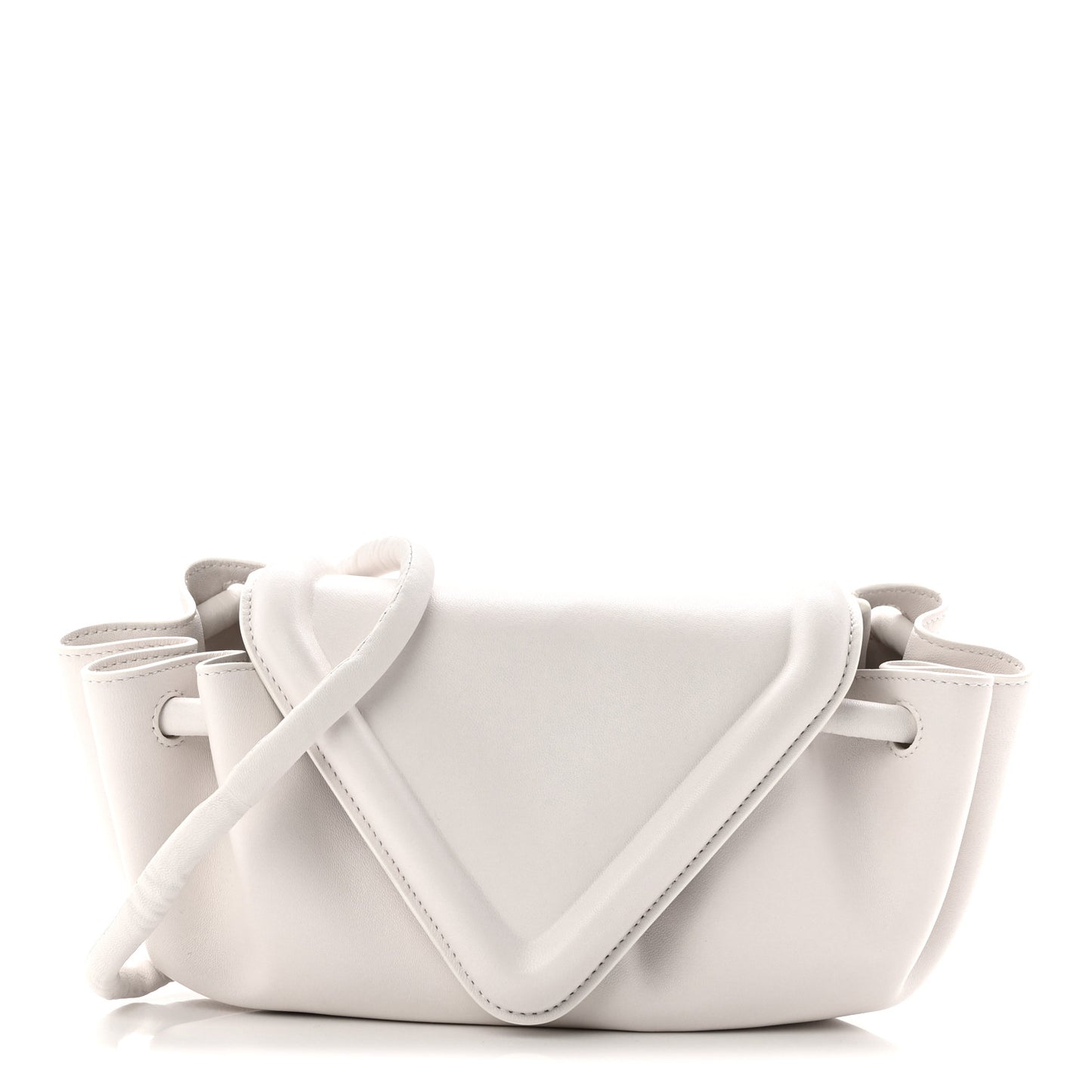 Lambskin Small Beak Triangle Flap Shoulder Bag Chalk
