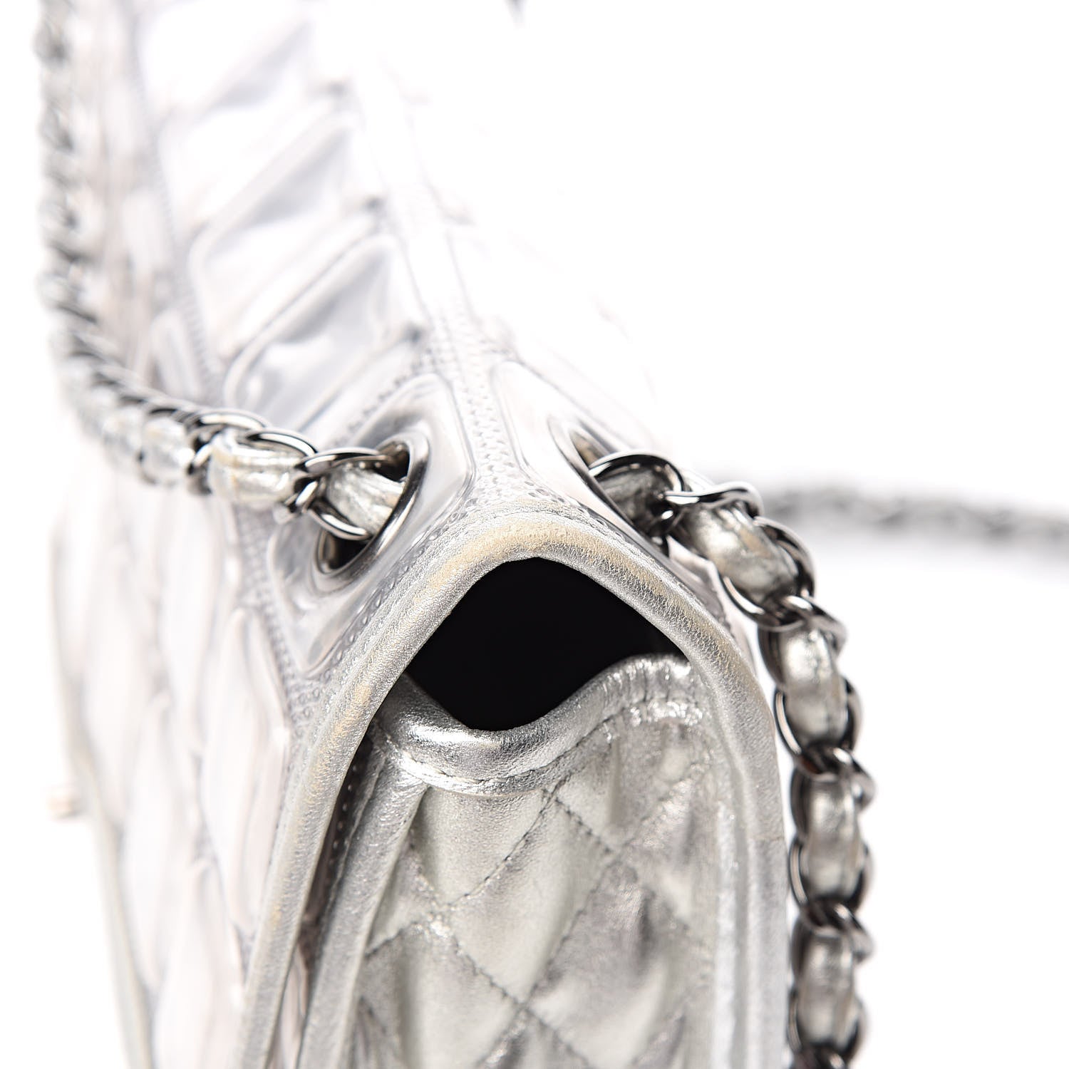 Chanel Vinyl Large Ice Cube Flap Silver 13 of 14