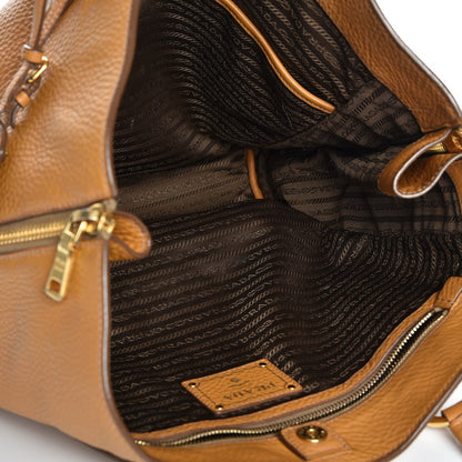 Prada Vitello Daino Side Zip Shopping Tote Caramel 5 of 14