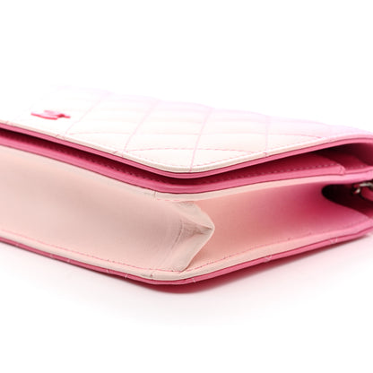 Chanel Faded Lambskin Quilted Zephyr Wallet on Chain WOC Dark Pink 11 of 14