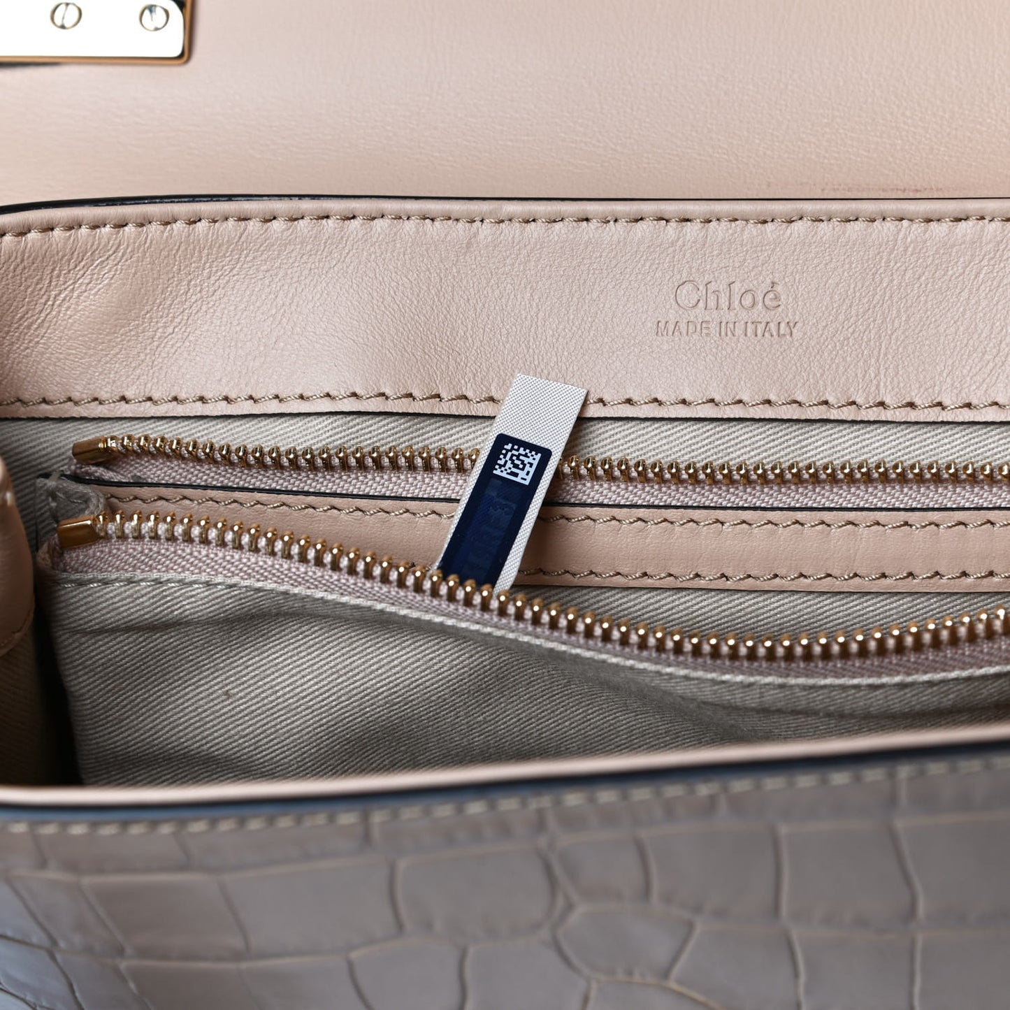 Calfskin Crocodile Embossed Small C Double Carry Nut