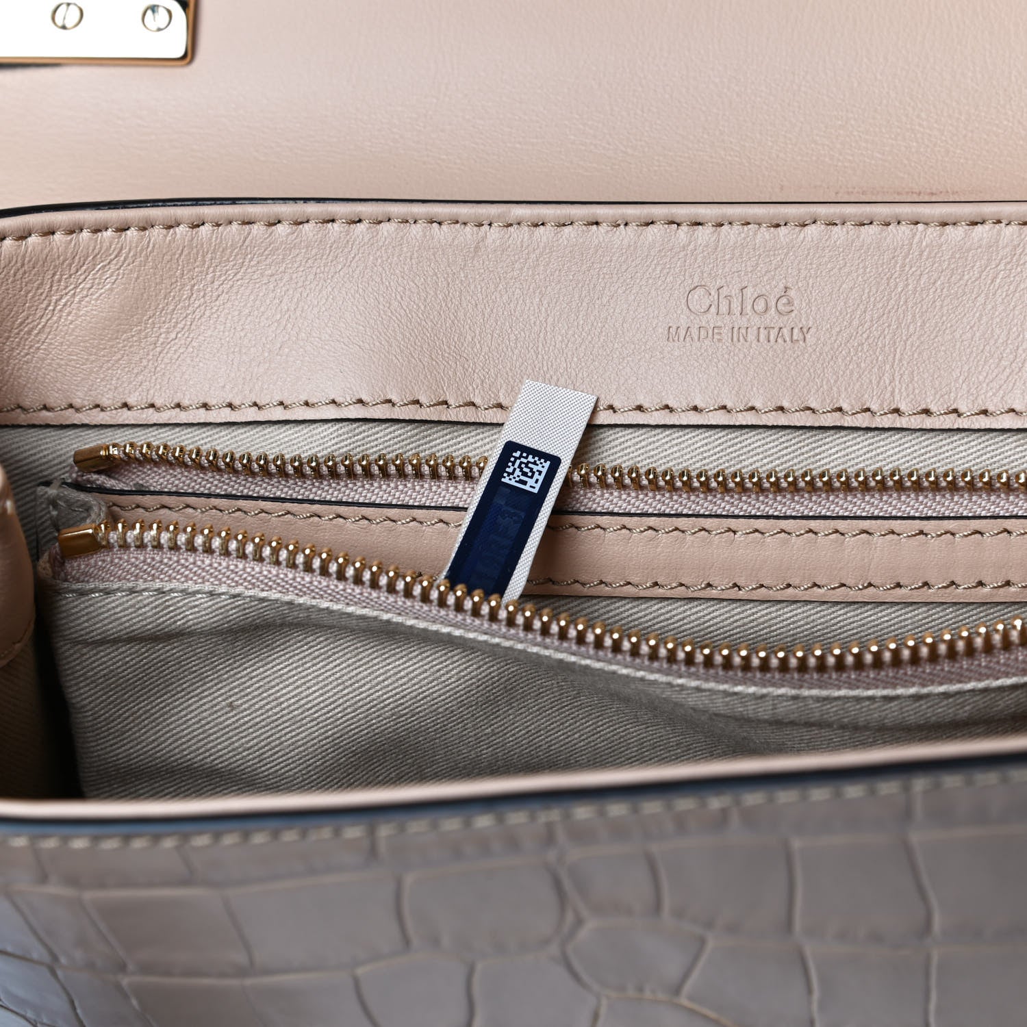 Chloe Calfskin Crocodile Embossed Small C Double Carry Nut 8 of 20