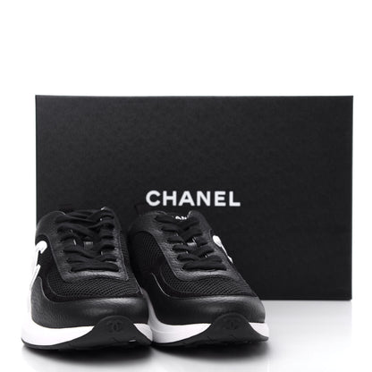 Chanel Calfskin Mesh Lycra Suede Womens Logo Sneakers 40.5 Black 11 of 13