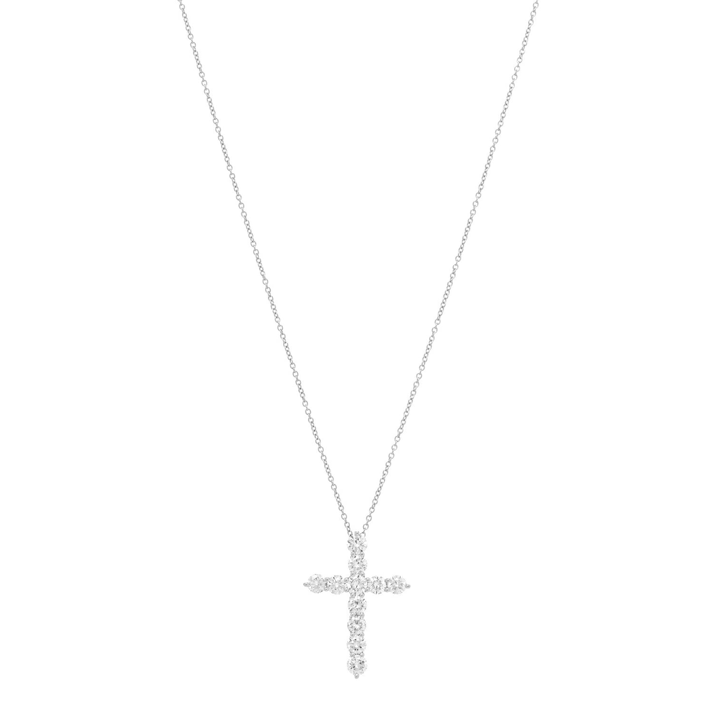 Platinum Diamond Large Cross Pendant Necklace