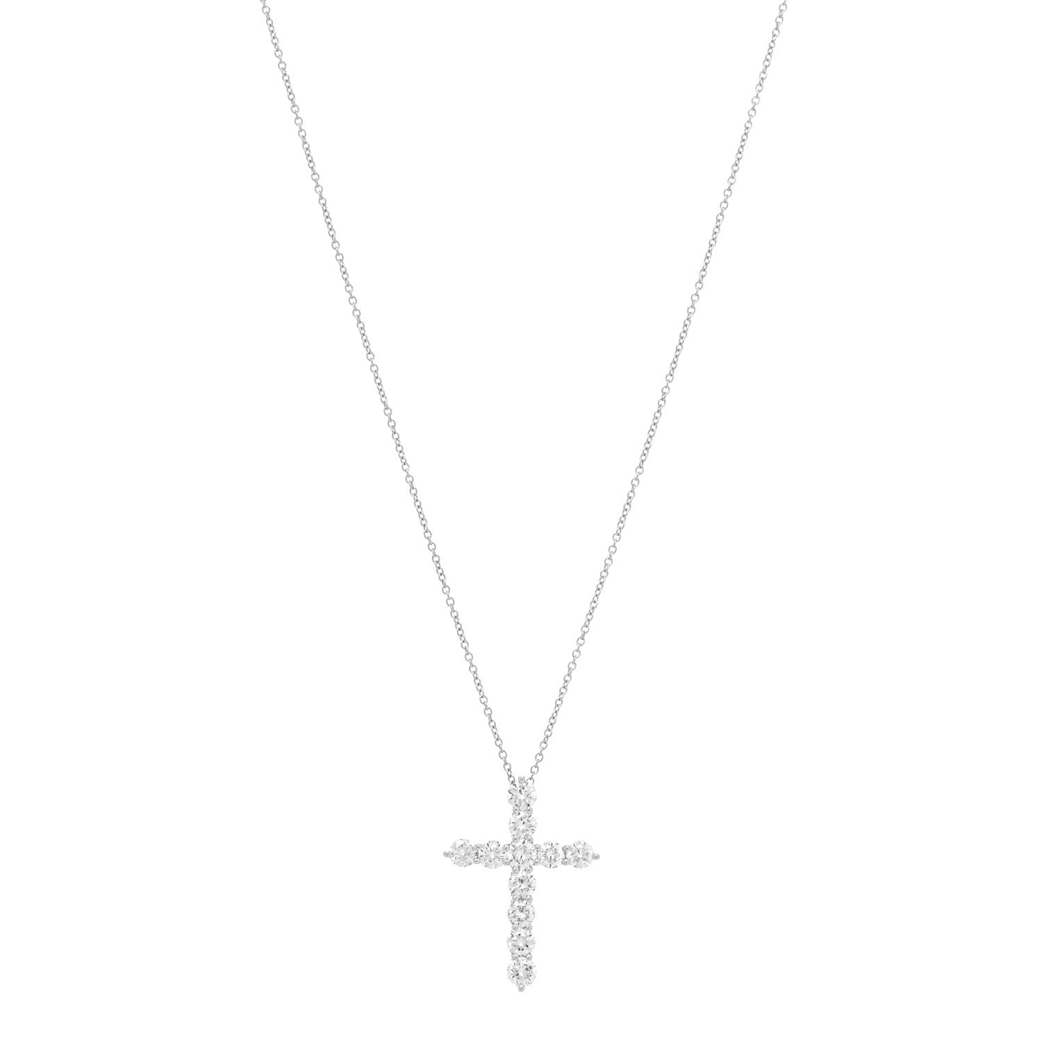 Tiffany Platinum Diamond Large Cross Pendant Necklace 1 of 6