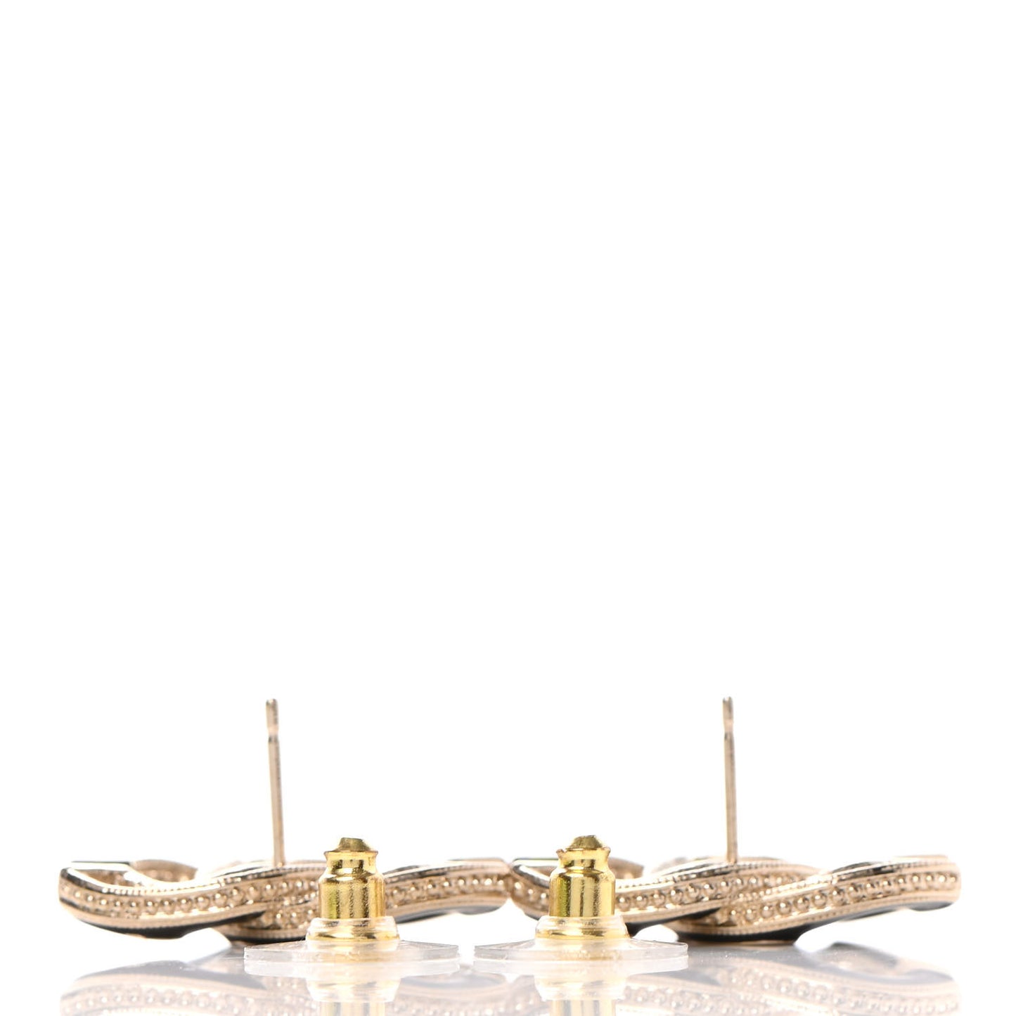 Enamel CC Earrings Black Gold