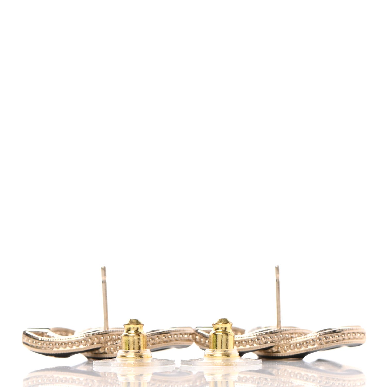 Chanel Enamel CC Earrings Black Gold 3 of 4